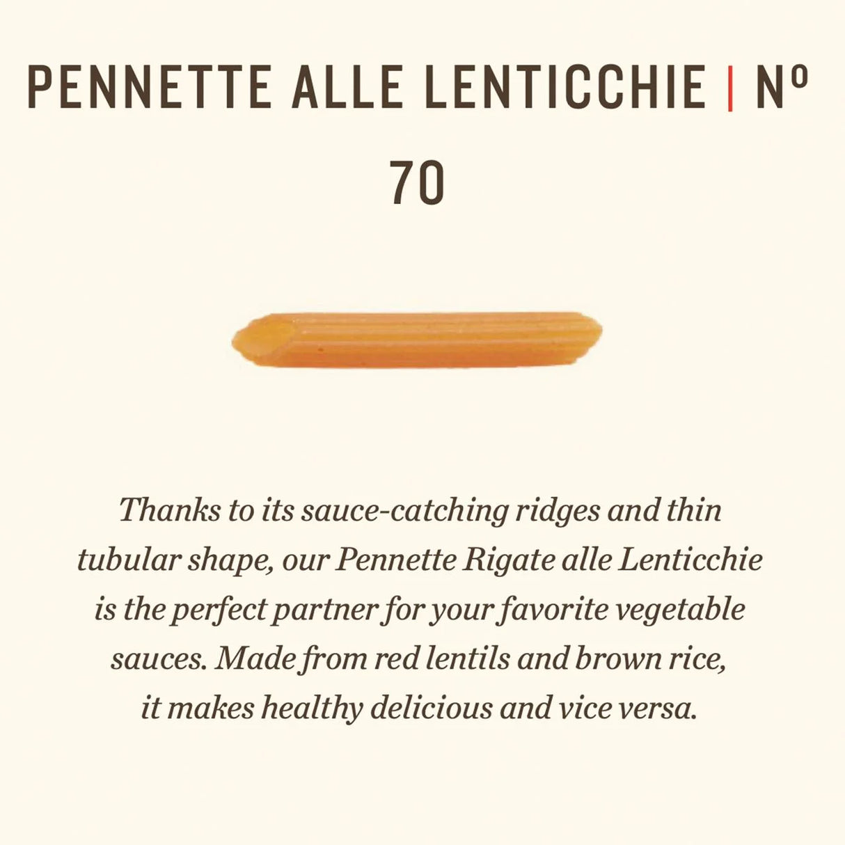 Rummo Gluten Free Lentil Pennette Rigate Lenticchie Rosse Pasta No.70 300g