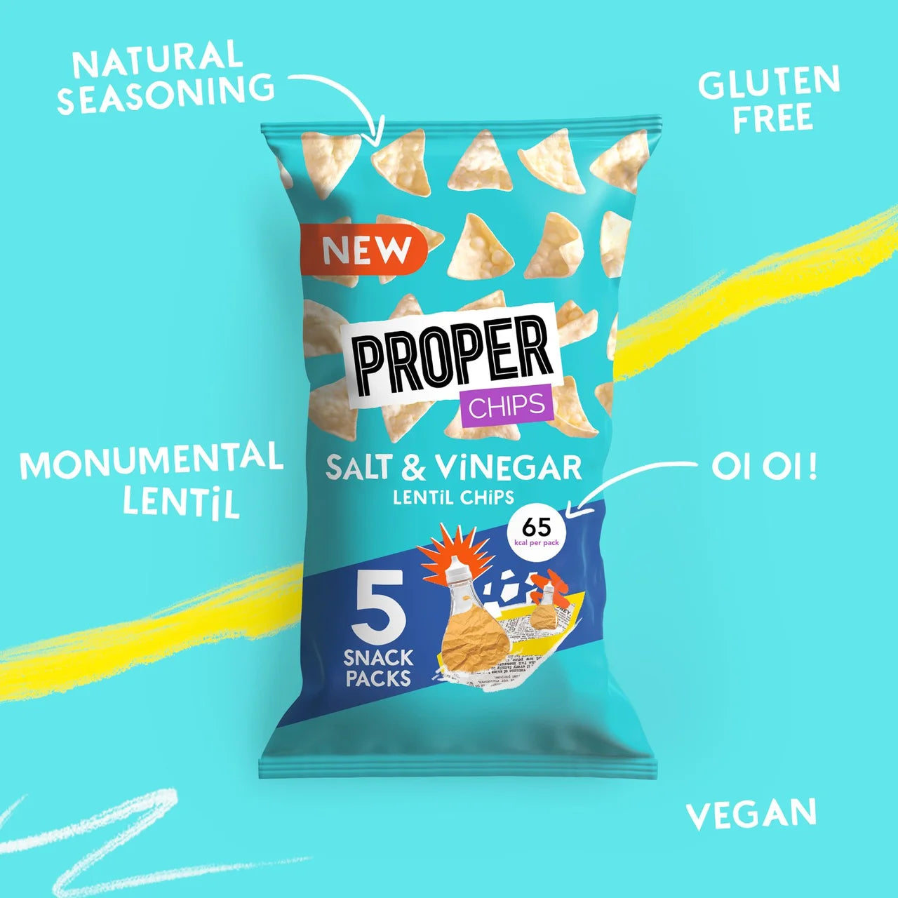 Properchips Salt & Vinegar Lentil Chips 5 Per Pack