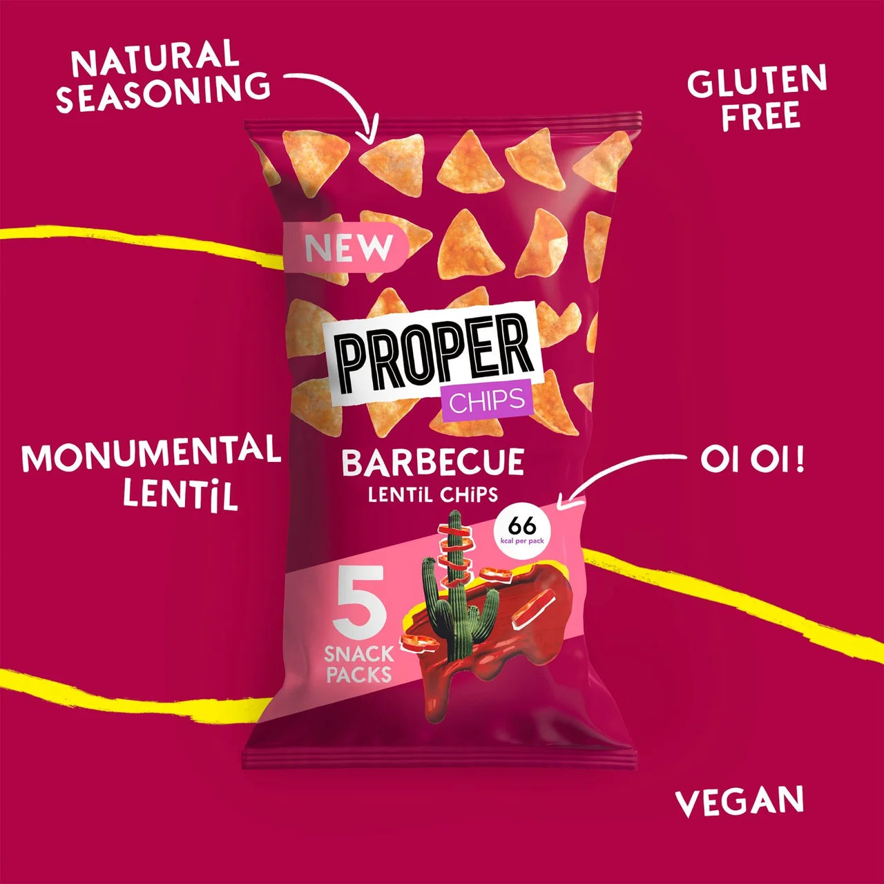 Properchips Barbecue Lentil Chips 5 Per Pack