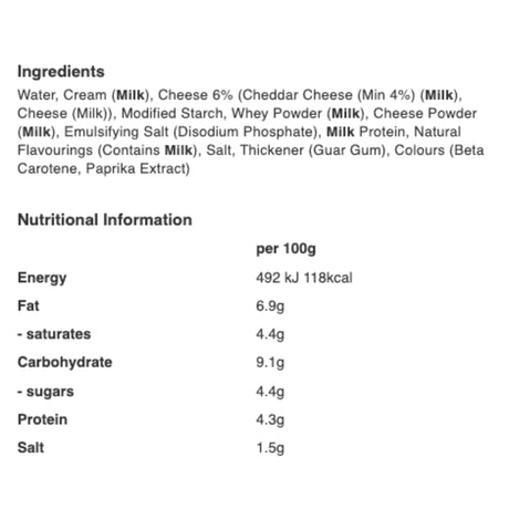 Kerrymaid 1L Cheddar Cheese Sauce - Gluten Free, Halal, Ready to Serve