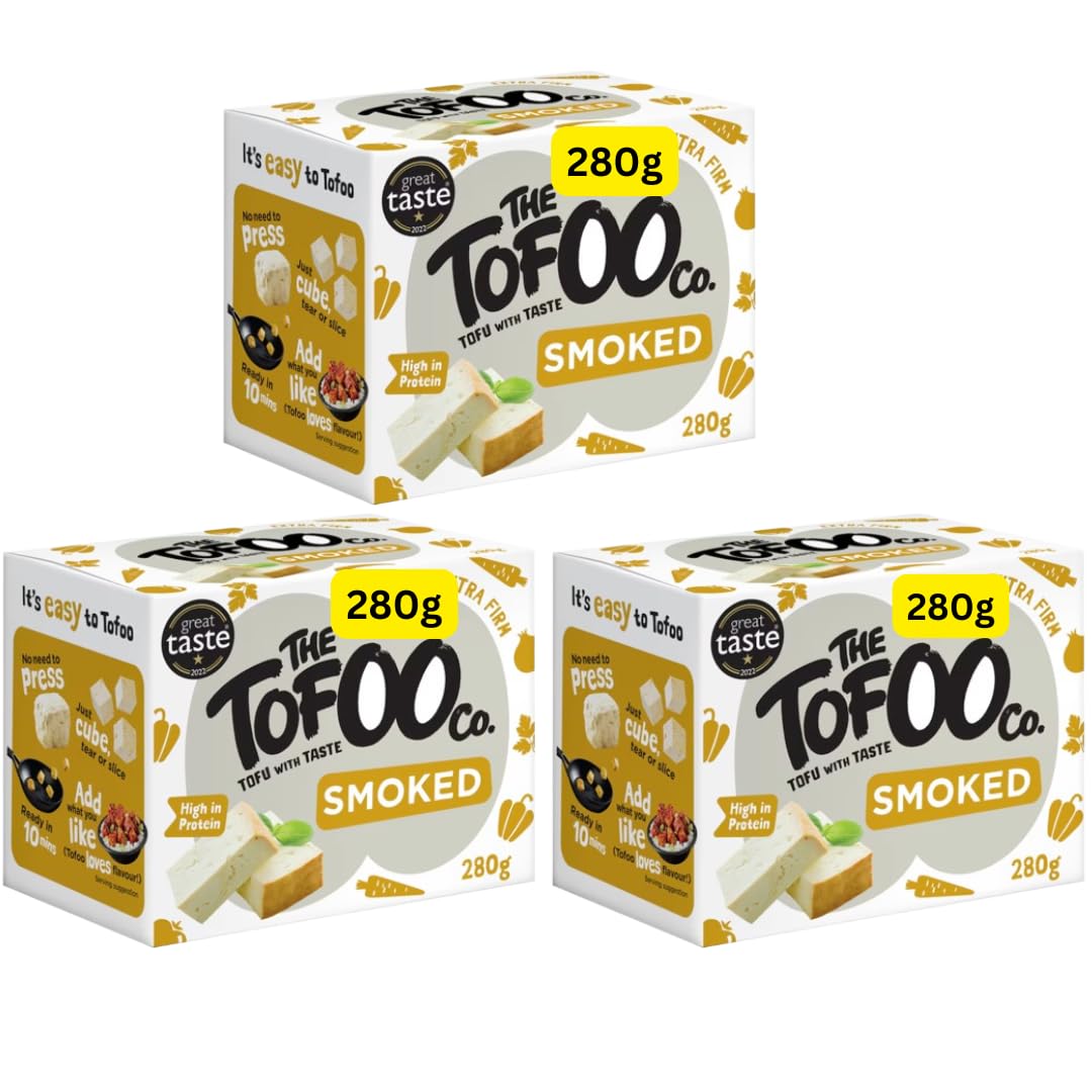 3 Pack Smoked Tofoo Org Tofu Extra Firm - Handmade in Yorkshire from GM Free Soy Bean, Gluten Free, Great Taste Award (Smoked - 3x225g) (3x225g)