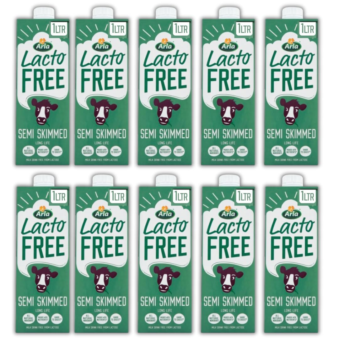 ARLA Lactose free UHT milk - Long Life Semi skimmed Lactofree - Easy To Digest Milk (10x1Litre)