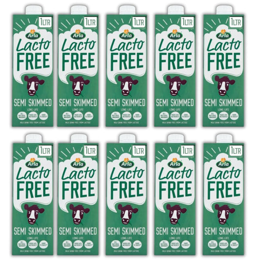 ARLA Lactose free UHT milk - Long Life Semi skimmed Lactofree - Easy To Digest Milk (10x1Litre)